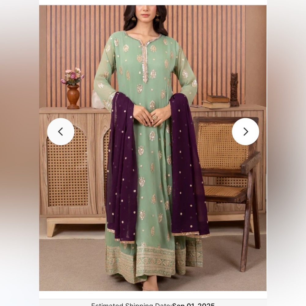 Elegant Green and Purple Women's Dress